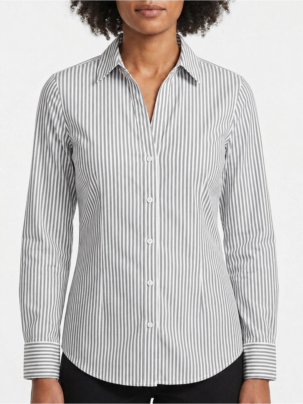 Express Button Down Stripe Shirt Size L NWT Gray White Cotton Blend